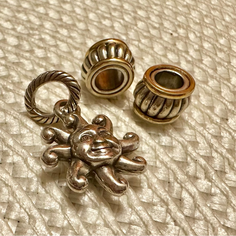 BRIGHTON Arizona Sun Charm + Set of 2 Silver/Gold Spacer Beads